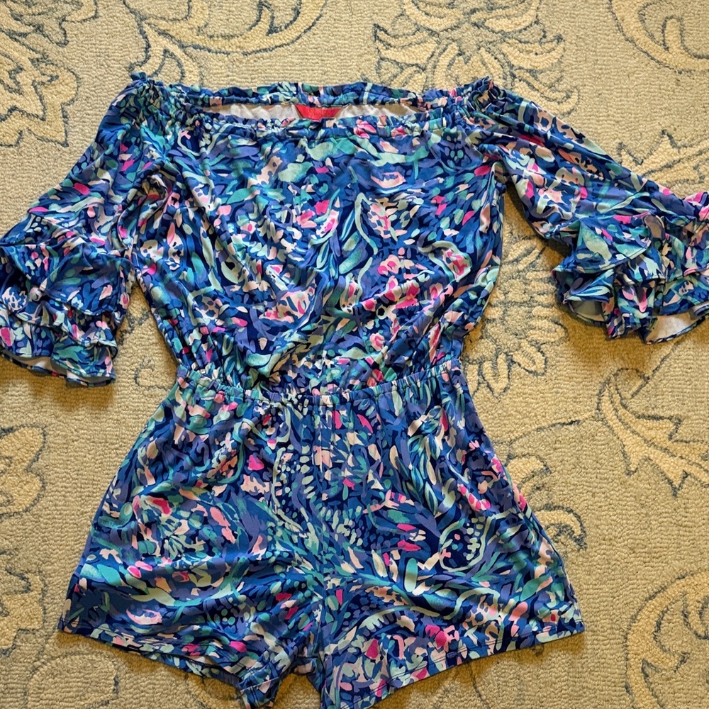 Lilly Pulitzer Blue and Pink Floral Romper